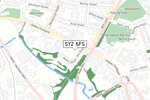 SY2 6FS map - large scale - OS Open Zoomstack (Ordnance Survey)