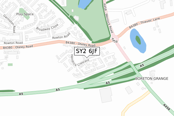 SY2 6JF map - large scale - OS Open Zoomstack (Ordnance Survey)