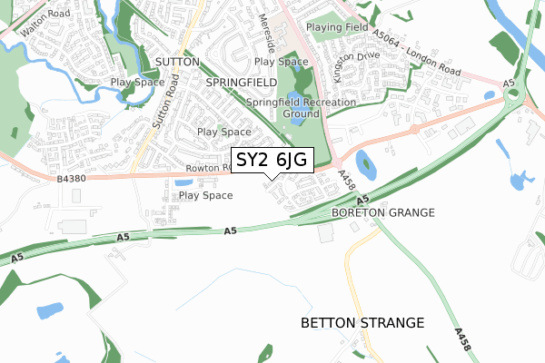 SY2 6JG map - small scale - OS Open Zoomstack (Ordnance Survey)