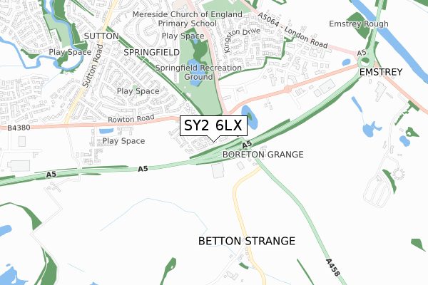 SY2 6LX map - small scale - OS Open Zoomstack (Ordnance Survey)