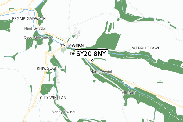 SY20 8NY map - small scale - OS Open Zoomstack (Ordnance Survey)