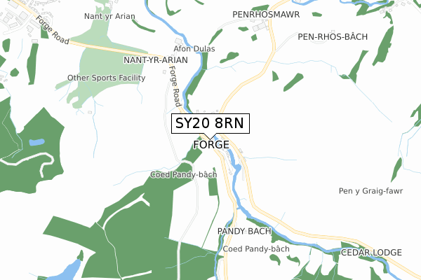 SY20 8RN map - small scale - OS Open Zoomstack (Ordnance Survey)