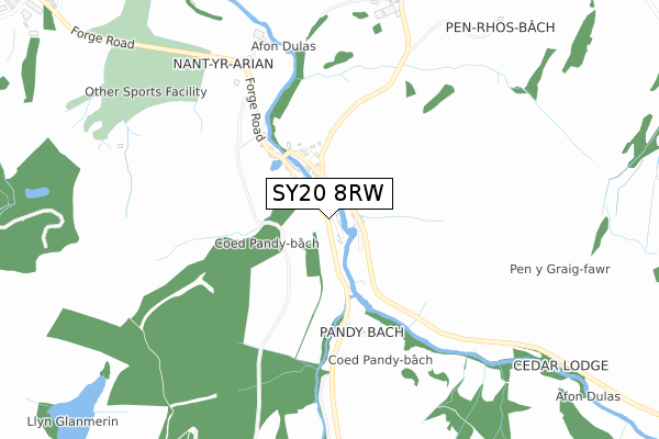 SY20 8RW map - small scale - OS Open Zoomstack (Ordnance Survey)