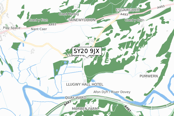 SY20 9JX map - small scale - OS Open Zoomstack (Ordnance Survey)