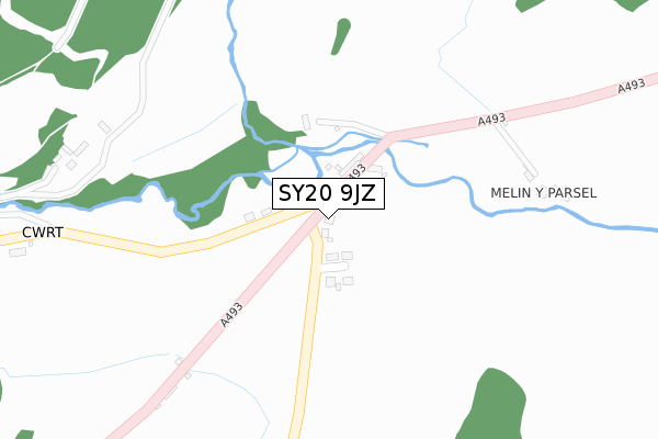 SY20 9JZ map - large scale - OS Open Zoomstack (Ordnance Survey)