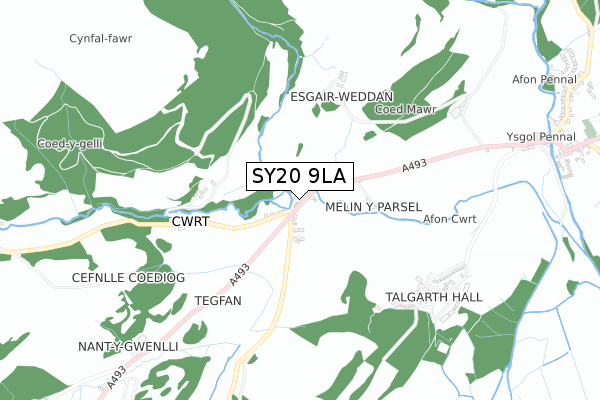 SY20 9LA map - small scale - OS Open Zoomstack (Ordnance Survey)