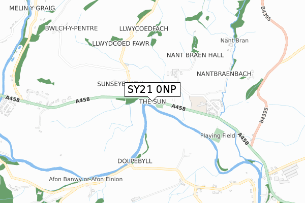 SY21 0NP map - small scale - OS Open Zoomstack (Ordnance Survey)