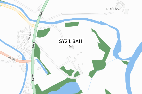 SY21 8AH map - large scale - OS Open Zoomstack (Ordnance Survey)