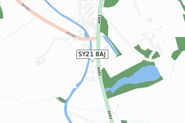 SY21 8AJ map - large scale - OS Open Zoomstack (Ordnance Survey)