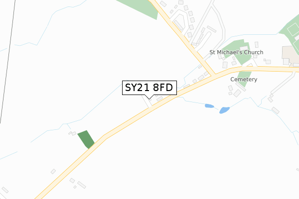 SY21 8FD map - large scale - OS Open Zoomstack (Ordnance Survey)