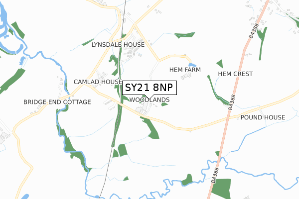 SY21 8NP map - small scale - OS Open Zoomstack (Ordnance Survey)