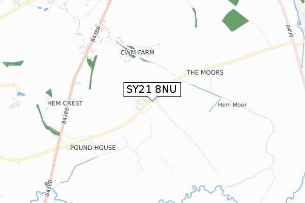 SY21 8NU map - small scale - OS Open Zoomstack (Ordnance Survey)