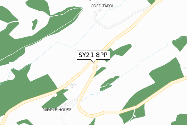 SY21 8PP map - large scale - OS Open Zoomstack (Ordnance Survey)