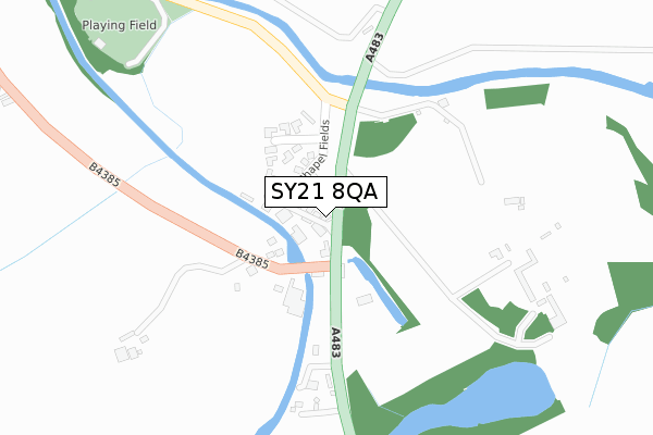 SY21 8QA map - large scale - OS Open Zoomstack (Ordnance Survey)