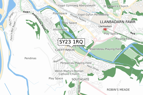 SY23 1RQ map - small scale - OS Open Zoomstack (Ordnance Survey)