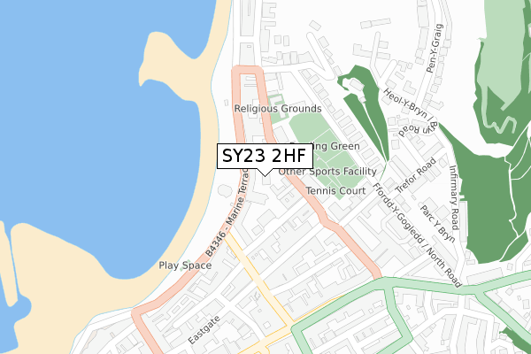 SY23 2HF map - large scale - OS Open Zoomstack (Ordnance Survey)