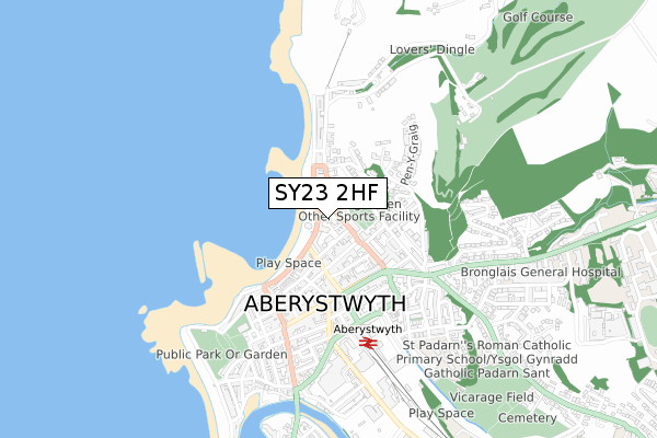 SY23 2HF map - small scale - OS Open Zoomstack (Ordnance Survey)