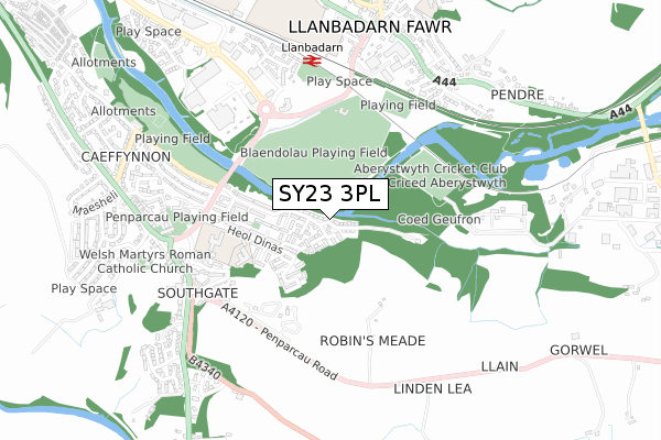 SY23 3PL map - small scale - OS Open Zoomstack (Ordnance Survey)