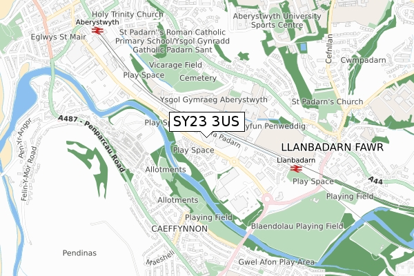 SY23 3US map - small scale - OS Open Zoomstack (Ordnance Survey)