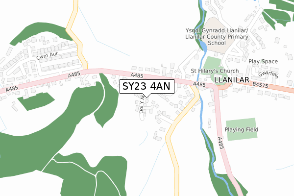 SY23 4AN map - large scale - OS Open Zoomstack (Ordnance Survey)