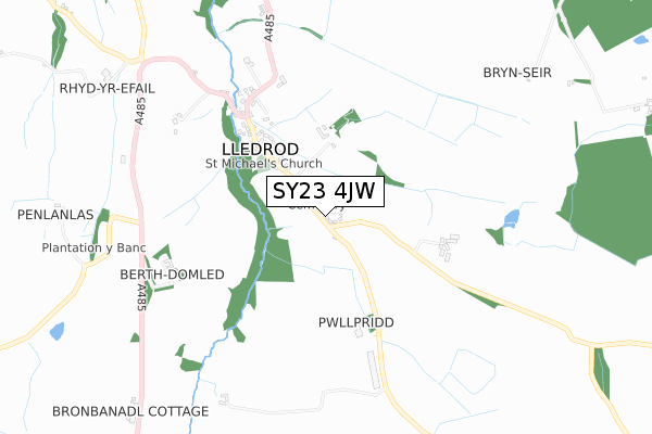 SY23 4JW map - small scale - OS Open Zoomstack (Ordnance Survey)