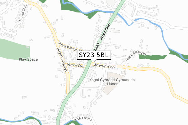 SY23 5BL map - large scale - OS Open Zoomstack (Ordnance Survey)