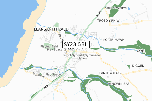 SY23 5BL map - small scale - OS Open Zoomstack (Ordnance Survey)