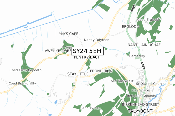 SY24 5EH map - small scale - OS Open Zoomstack (Ordnance Survey)