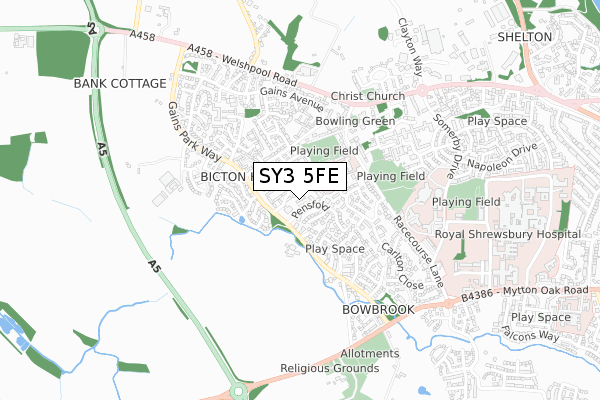 SY3 5FE map - small scale - OS Open Zoomstack (Ordnance Survey)