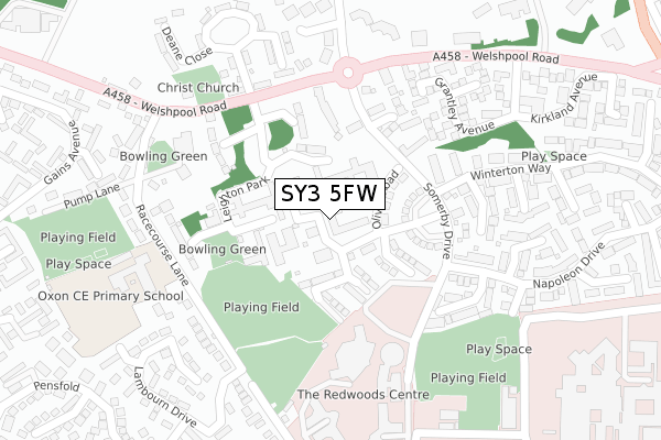 SY3 5FW map - large scale - OS Open Zoomstack (Ordnance Survey)