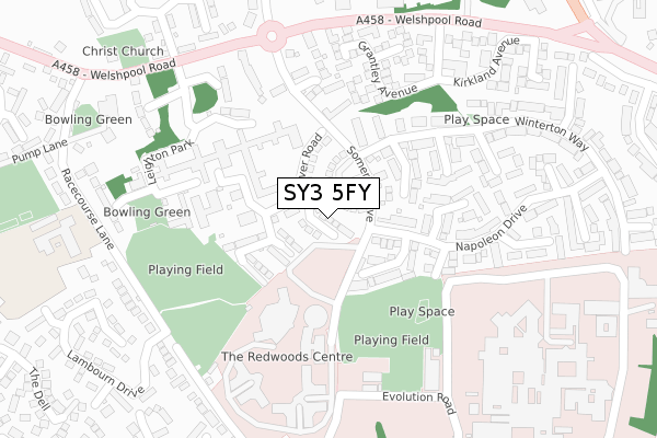 SY3 5FY map - large scale - OS Open Zoomstack (Ordnance Survey)