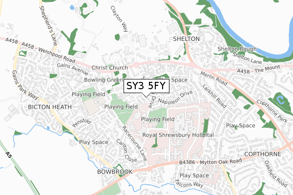 SY3 5FY map - small scale - OS Open Zoomstack (Ordnance Survey)