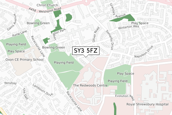 SY3 5FZ map - large scale - OS Open Zoomstack (Ordnance Survey)