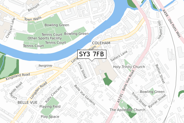 SY3 7FB map - large scale - OS Open Zoomstack (Ordnance Survey)