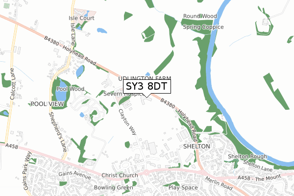 SY3 8DT map - small scale - OS Open Zoomstack (Ordnance Survey)