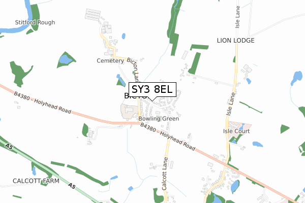 SY3 8EL map - small scale - OS Open Zoomstack (Ordnance Survey)