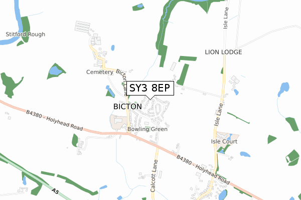 SY3 8EP map - small scale - OS Open Zoomstack (Ordnance Survey)