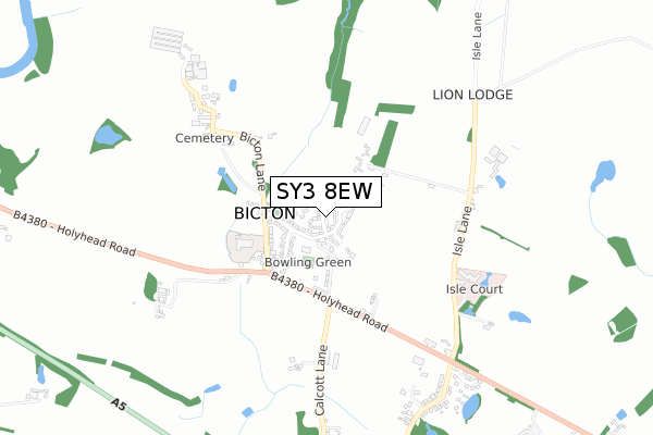 SY3 8EW map - small scale - OS Open Zoomstack (Ordnance Survey)