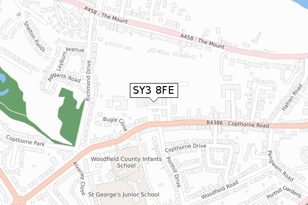 SY3 8FE map - large scale - OS Open Zoomstack (Ordnance Survey)