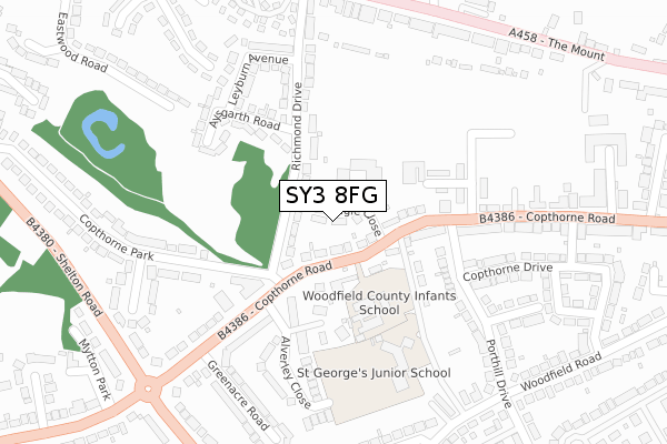 SY3 8FG map - large scale - OS Open Zoomstack (Ordnance Survey)