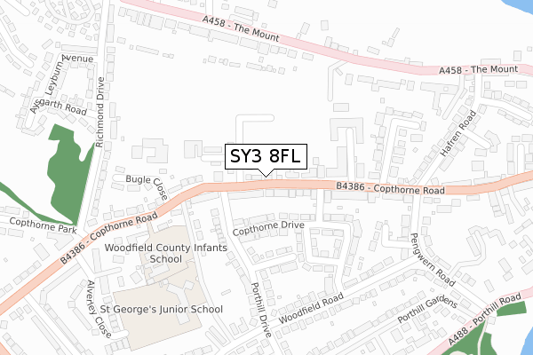 SY3 8FL map - large scale - OS Open Zoomstack (Ordnance Survey)