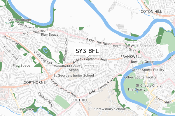 SY3 8FL map - small scale - OS Open Zoomstack (Ordnance Survey)