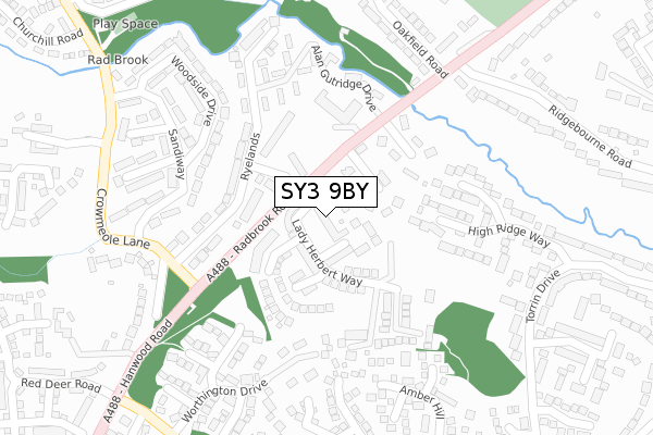 SY3 9BY map - large scale - OS Open Zoomstack (Ordnance Survey)