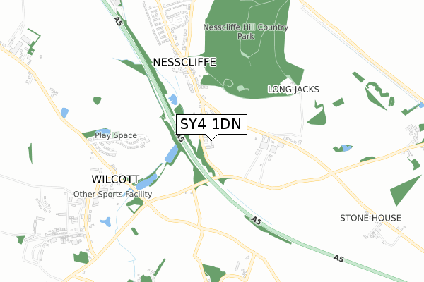 SY4 1DN map - small scale - OS Open Zoomstack (Ordnance Survey)