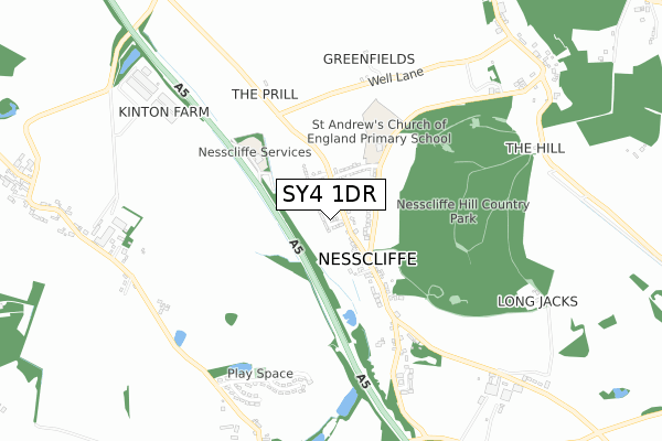 SY4 1DR map - small scale - OS Open Zoomstack (Ordnance Survey)