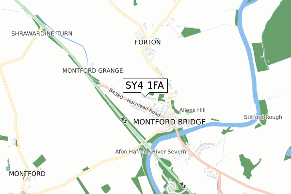 SY4 1FA map - small scale - OS Open Zoomstack (Ordnance Survey)