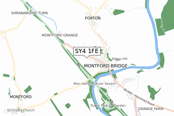 SY4 1FE map - small scale - OS Open Zoomstack (Ordnance Survey)