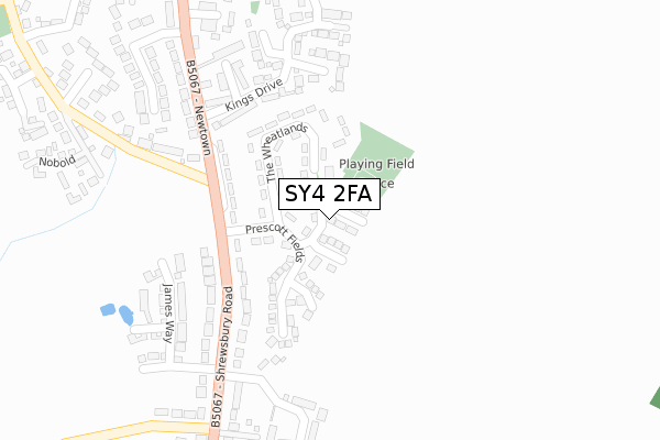 SY4 2FA map - large scale - OS Open Zoomstack (Ordnance Survey)