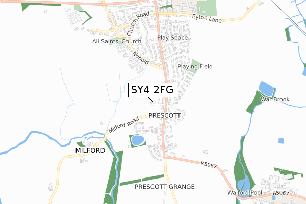 SY4 2FG map - small scale - OS Open Zoomstack (Ordnance Survey)