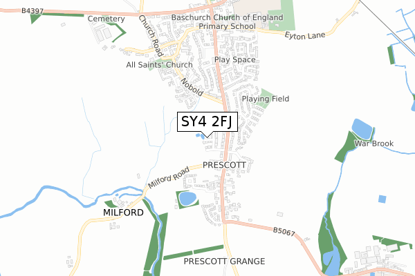 SY4 2FJ map - small scale - OS Open Zoomstack (Ordnance Survey)